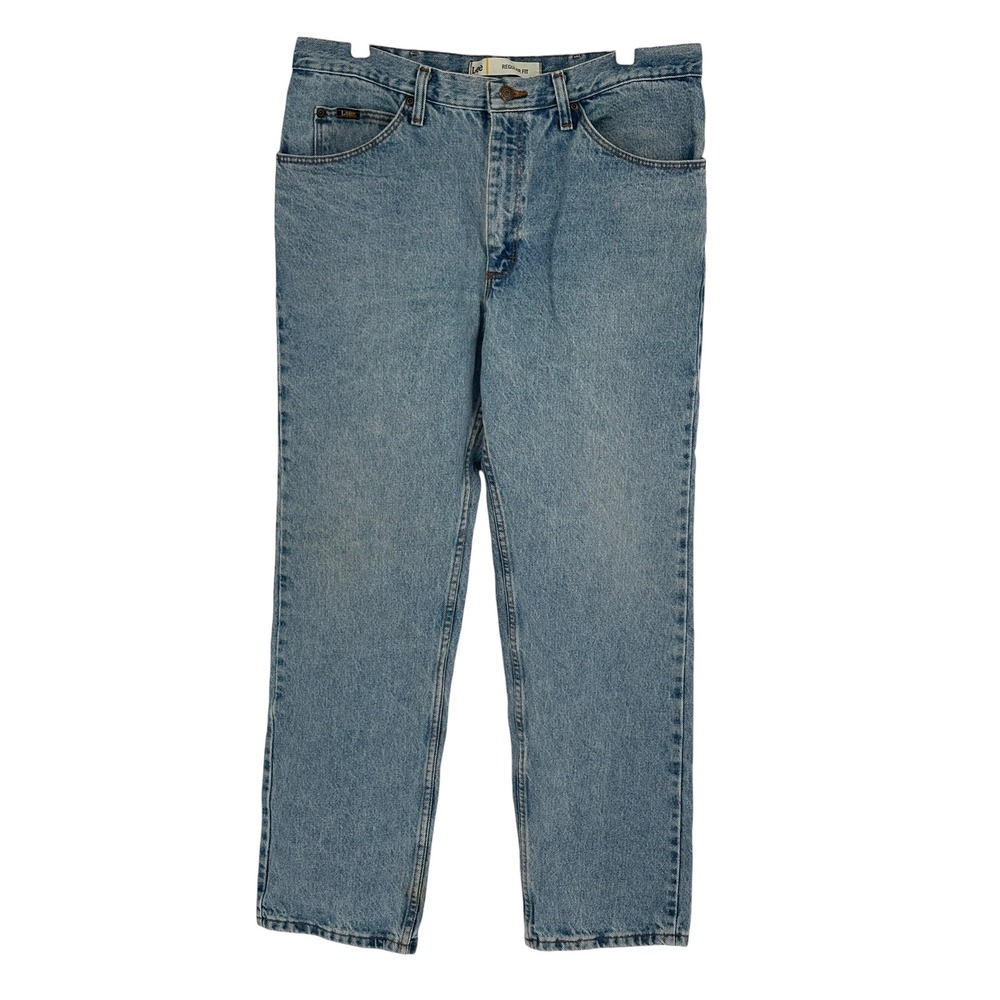 Lee Regular Fit Jeans Light Wash Straight Leg 100% Cotton 36x30